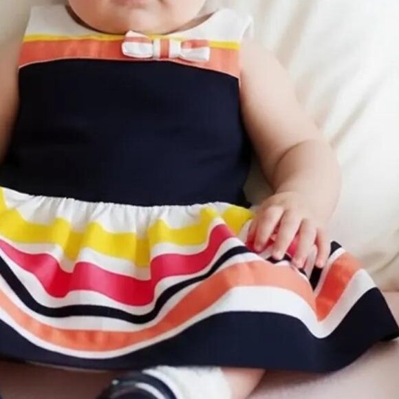 Tommy Hilfiger Textured Sleeveless Multi-Colour Stripe Dress size 3-6 Months - Picture 13 of 13